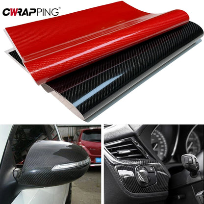7D Carbon Fiber Vinyl Wrap Foil Car Adhesive Vinyl Film for Car Stickers Black High Glossy Red Waterproof Motorcycle Accessories