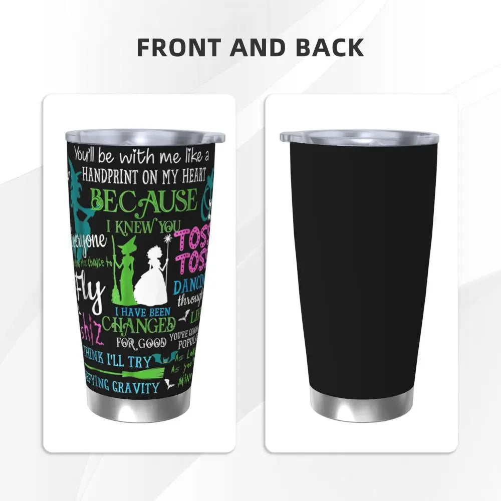 Halloween Wicked Musical Stainless Steel Tumbler Vacuum Insulated Mugs Thermal Cold Bottle Straw With Lid 20oz