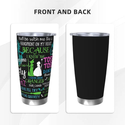 Halloween Wicked Musical Stainless Steel Tumbler Vacuum Insulated Mugs Thermal Cold Bottle Straw With Lid 20oz