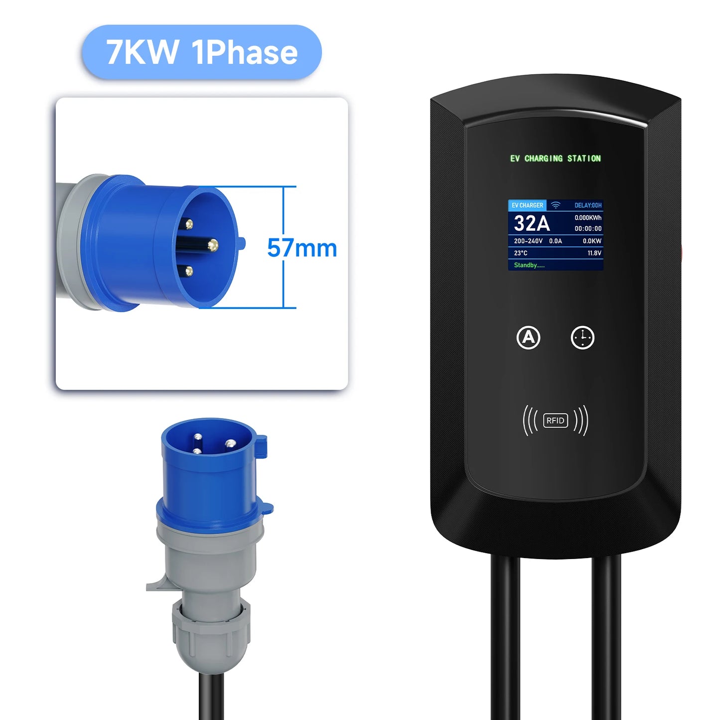 Puppyfc 7.6KW/11KW/22KW 3Phase EV Charging Station GBT 20234 Electric Car Charger EVSE Wallbox WiFi Bluetooth APP Remote Control