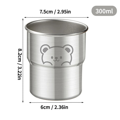 WORTHBUY 300ML Cute Little Bear Water Mug 304 Stainless Steel Coffee Cup With Wooden Anti Scald Pad Office Workers Tumbler