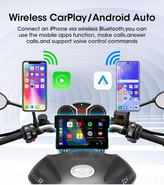 Jansite 5/7 inch Portable Carplay Motorcycle DVR GPS Navigation IPX7 Waterproof LCD Display For Wireless CarPlay Android Auto
