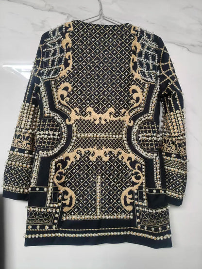 New Fashion Beaded V-neck Blazers for Women Streetwear Trendy High Quality Suit Jacket Coat Outerwear Female Clothing