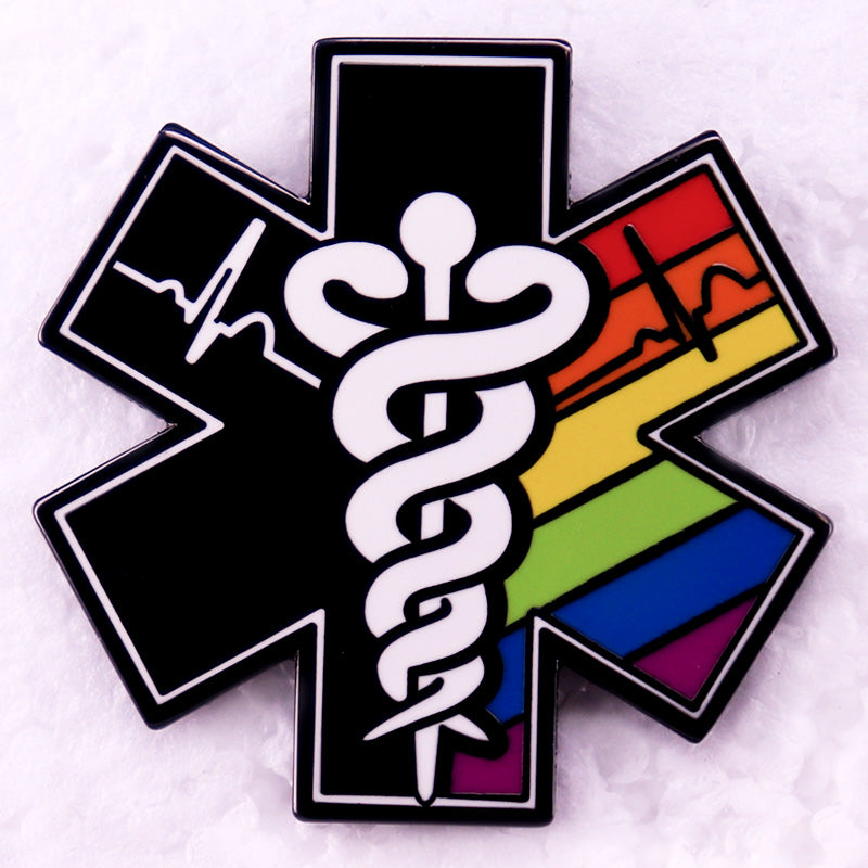 Rainbow Pride Star of Life Badge Medical LGBT Gay Pride Enamel Pin Brooch Jewelry Backpack Decorate Gifts