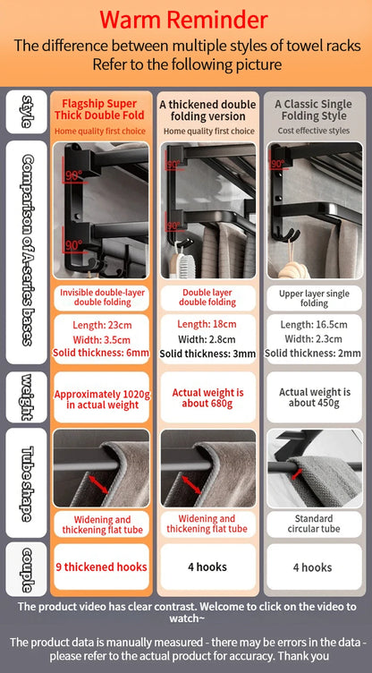 Upgrade And Thicken Grey/Black 50CM-60CM Towel Rack Space Aluminum Toilet Storage Rack Wall Mounted BathTowel Rack