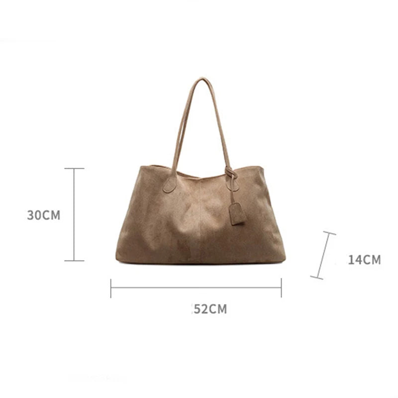 Elegant Shoulder Bag Pouch Suede Shoulder Bag Korean Style Storage Suede Handbag Suede Bucket Bag All-match Underarm Tote Bag