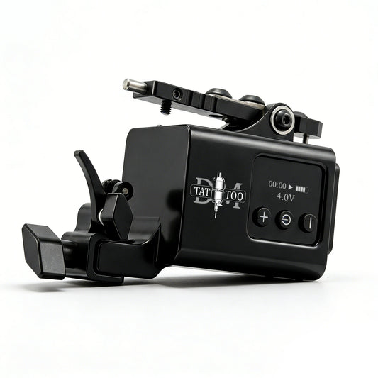 DM Wireless Rotary Tattoo Machine with Display Screen Coreless Motor Tattoo Gun Kit With 30MM Self-locking Stainless Steel Grip