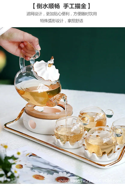 Nordic Afternoon Tea Set Flower Tea Cup Set Boiled Fruit Teapot Candle Heated Teapot Home Gifr