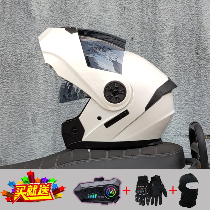 ORZ new motorcycle helmet with dual sunshades full face racing Bluetooth modular flip helmet for men and women DOT approval