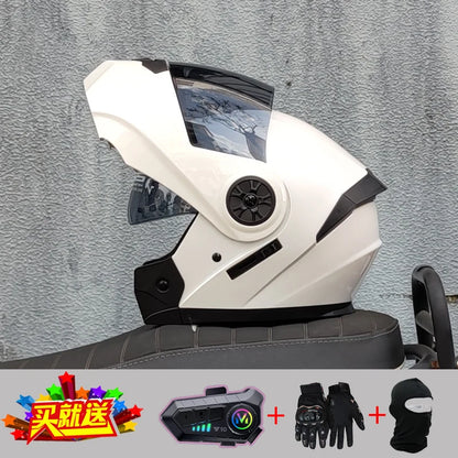 ORZ new motorcycle helmet with dual sunshades full face racing Bluetooth modular flip helmet for men and women DOT approval