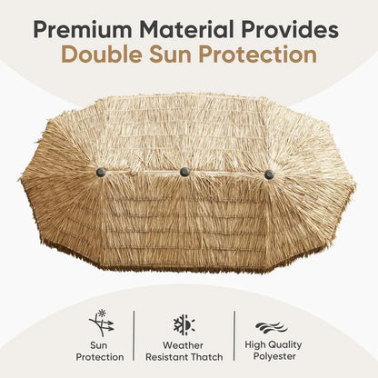 13ft Tiki Patio Umbrella Outdoor Table Umbrella, Market Umbrella with 12 Sturdy Ribs, with Crank for Garden, Lawn, Deck, Back