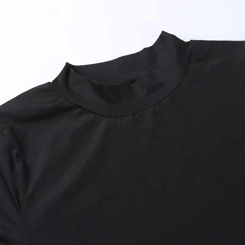 Short Sleeve Bodysuit, Mock Neck Women Y2k Clothes, Hollow Out One-Piece Body Feminino, Lace Up Club Outfits, Sexy Lingerie