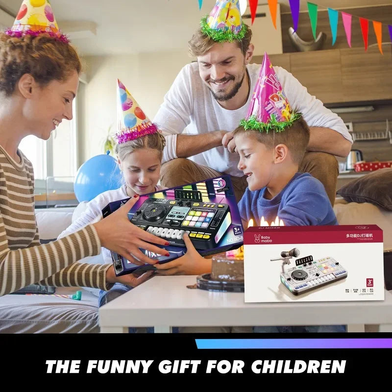 Kids Simulation DJ Mixer Controller Toy Multifunctional Music Effects Electronic Learning Game Birthday Gift for Children Mixers