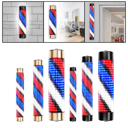 Rotating Barber Rod Lights Barber Shop Pole Waterproof Hair Salon Indoor Neon Signs Wall Mounted Hairdressing Stripes Lights