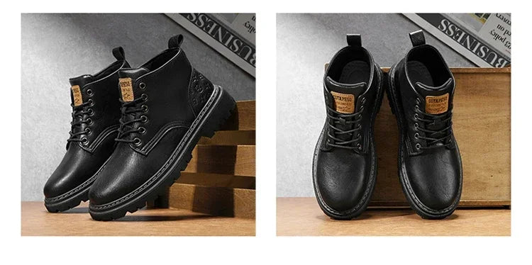 2024 New Men's Shoes High-top Leather Boots Men's Casual Fashion  Boots Retro All-match Work Shoes Fashion Desert Boots