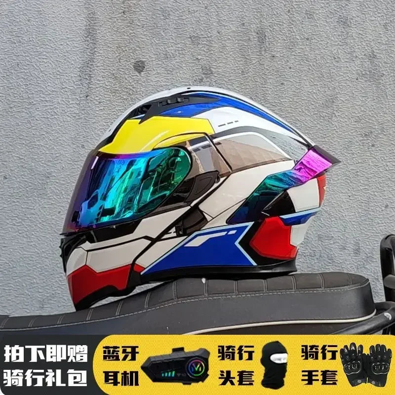 Motorcycle Helmet Full Face Racing Motorbike Helmet with Double Sun Visor Women Man Flip Up Moto Helmets Capacete De Moto