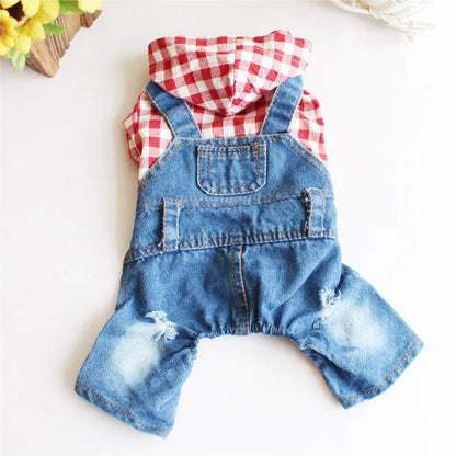 Dog Denim Overalls Puppy Jean Small Dog Costumes Pet Jean Jumpsuit Shirts Pants One-piece Outfits for Small medium Dogs