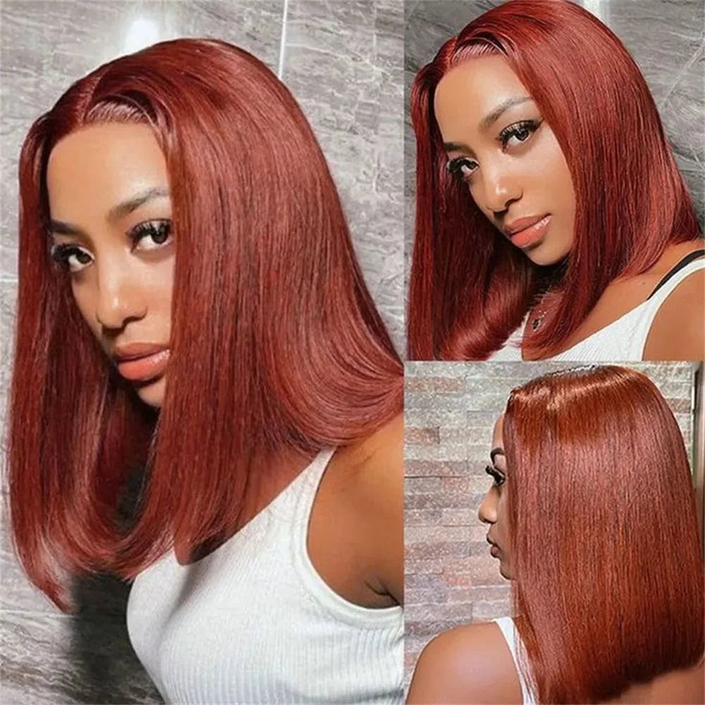 Highlight 13x4 Lace Front Bob Wig Human Hair P4/27 Honey Blonde Straight Bob Wig Human Hair Pre Plucked with Baby Hair
