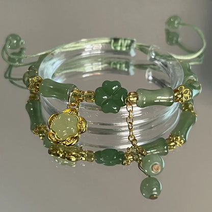 Lucky Four-Leaf Clover Bracelet for Women Golden Accents Chinese-Inspired Design for Daily Wear Parties Perfect Gift for Mom