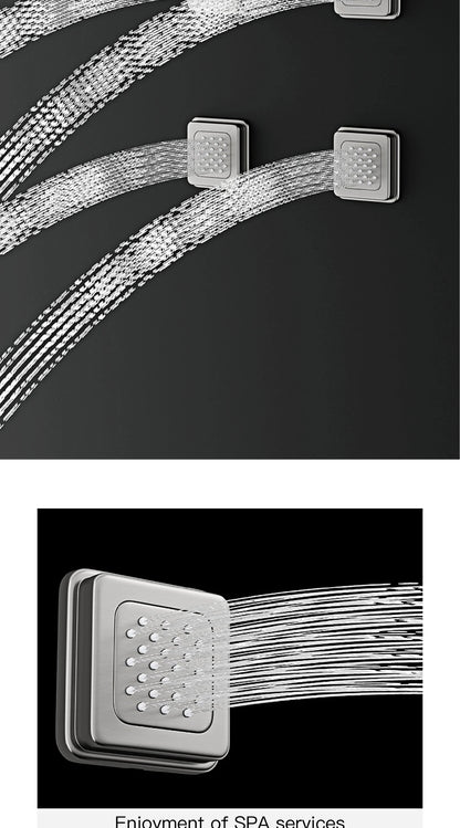 Ceiling Mounted LED Digital Display Thermostatic Shower System.Embedded waterfall style brass bathroom mixer for hot&cold water