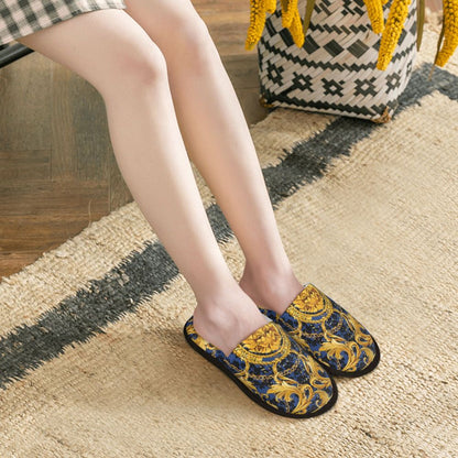 Custom Queen Of Absolutely Everything Gold Baroque Soft Memory Foam House Slippers Women Comfy Warm Anti-skid Sole Slipper