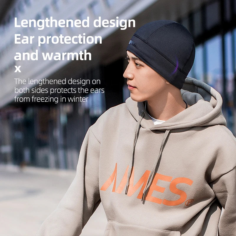 ROCKBROS Winter Warm Cycling Hats Outdoor Sports Thermal Fleece Biker Caps Windproof MTB Road Skiing Hiking Cycling Headgear Hat