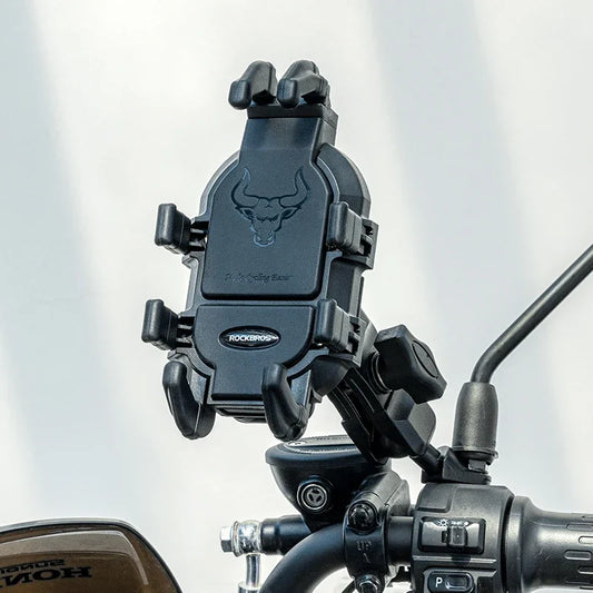 ROCKBROS Motorcycle Bike Phone Holder Adjustable with Shock Absorber Module Nonslip Bike Phone Stand