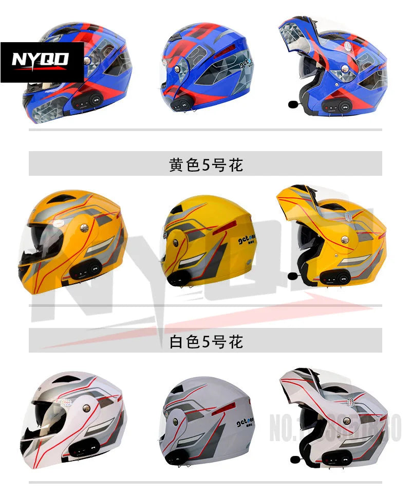 KUQIBAO motorcycle bluetooth helmet double lens uncovered motorcycle helmet with FM large capacity 1200mAh flip helmet