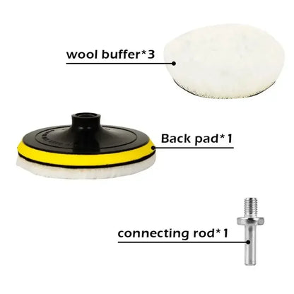 5Pcs 3/4/5/6/7 Inch Wool Car Polishing Pad Set For Polisher Machine Waxing Polishing Buffing Wheel Auto Paint Care Polisher Pads