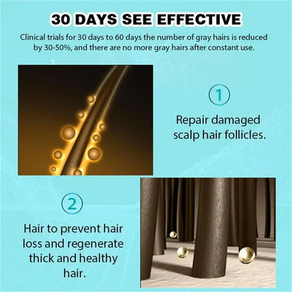 Gray White Hair Treatment Serum White To Black Repair Natural Color Black Rice Nourish Spray Anti Loss Hair High Quality Product