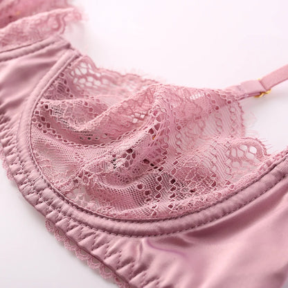 CINOON Fancy Sexy Women's Underwear Set Lace Erotic Brassiere Female Lingerie Thin Transparent Bra Set Push Up Bra And Panty Set