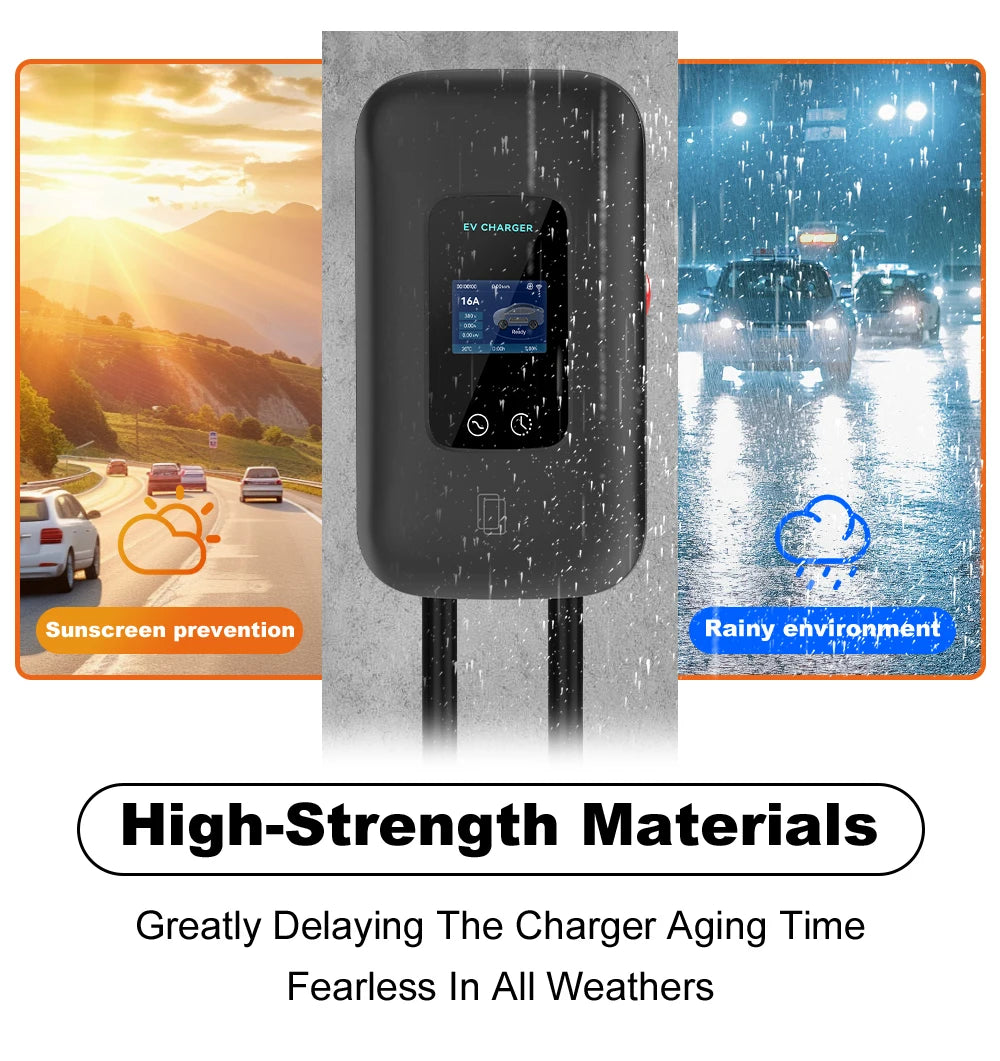 IPENGEN Type2 EV Charger Station 32A 7KW Charging Station 11KW 22KW 3Phase IEC 62196-2 EVSE Wallbox Smart Wireless APP Control