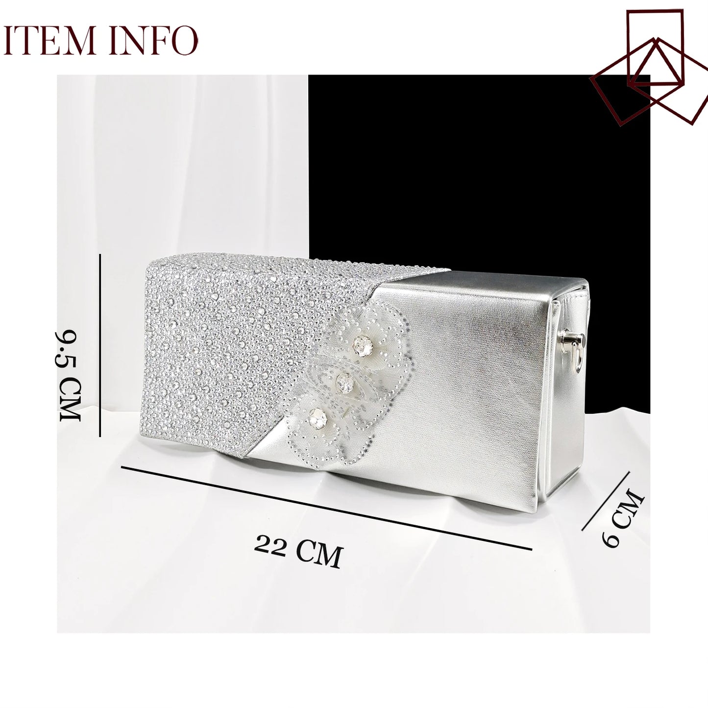 QueenaYan 2026 Elegant Silver Pointed-Toe High Heels Shoes with Diamond Accents & Matching Bag - Ideal for Party Elegance