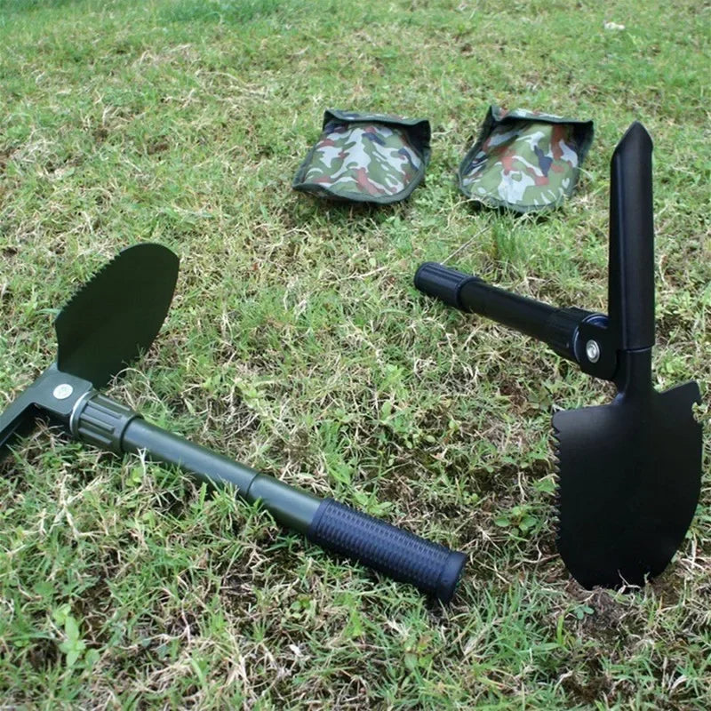 Foldable Portable Truck Mounted Engineer Shovel Camping Tent Outdoor Shovel Self-defense Survival Tool Compass Storage Bag
