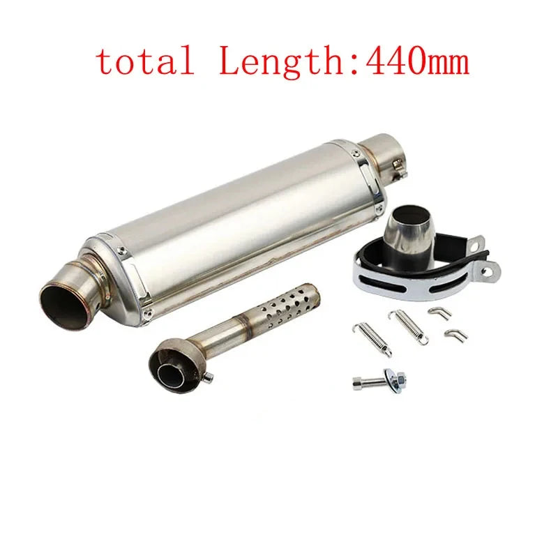 Stainless Steel 51mm Universal Motorcycle Exhaust Muffler Escape 310 370 440 mm Pipe 100cc-1000cc ATV GP Scooter For fz6 pcx125