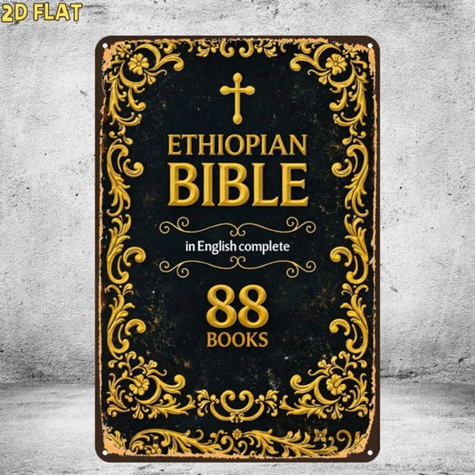 Ethiopian Bible 88 Books Vintage Metal Tin Sign Pre-Drilled Wall Art for Indoor Garden Bathroom Decor
