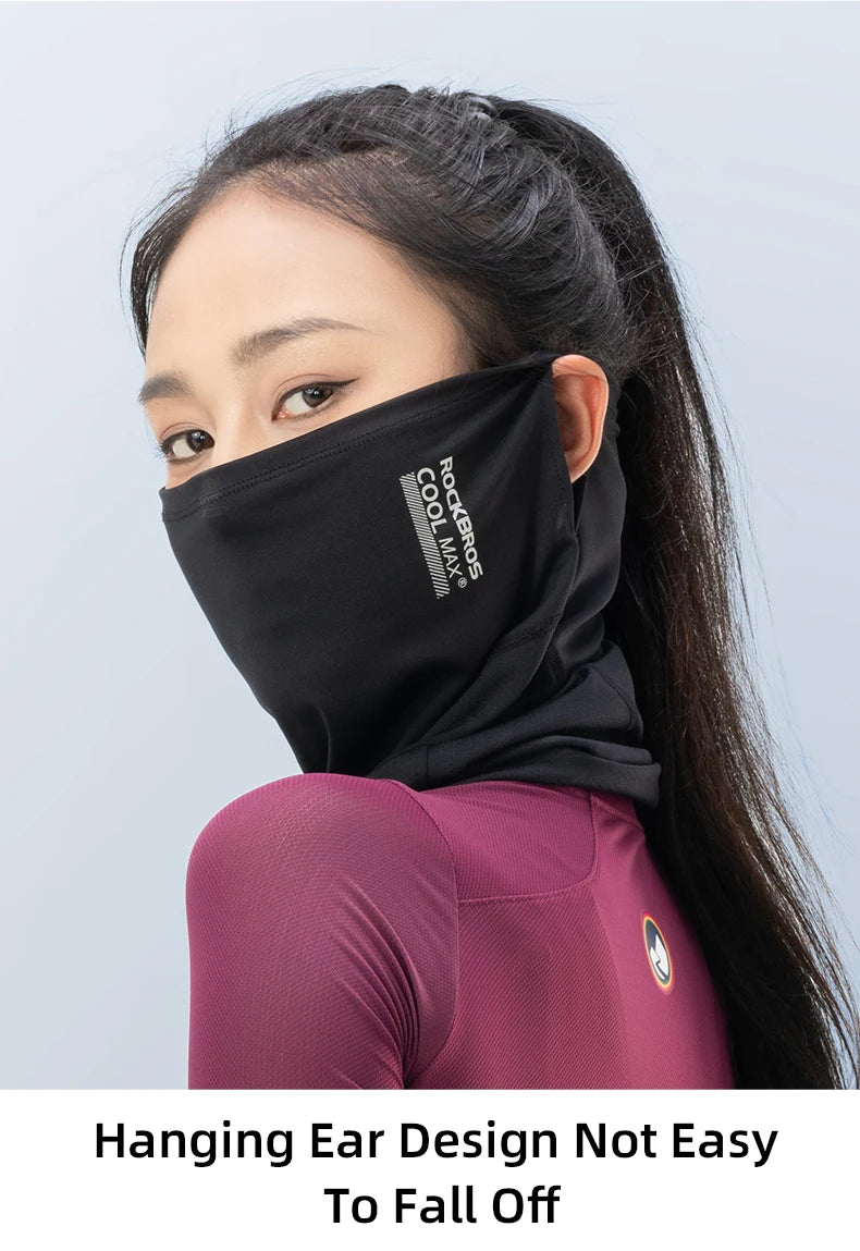 ROCKBROS Ice Silk Cycling Face Mask Summer Anti-UV Quick Dry Breathable Bike Scarf Mask  Fishing Riding Bandana Face Neck Cover