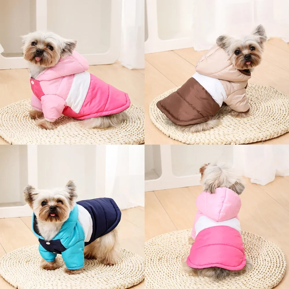 Autumn Dog Clothes Winter Pet Dog Coat With Hooded For Small Medium Dogs Cats Windproof Puppy Solid Overalls Yorkshire Bulldog