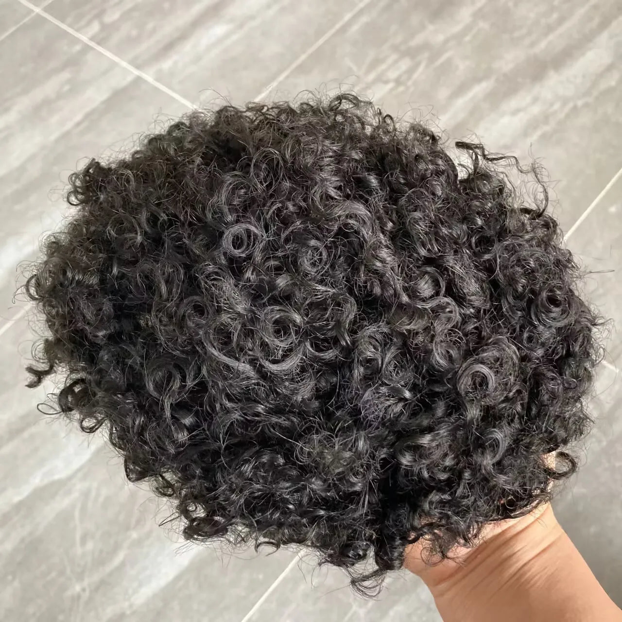 Natural Frontline Afro 18mm/15mm Curly Men Toupee Undetectable PU System European Human Hair Prosthesis Super Durable Fine Mono