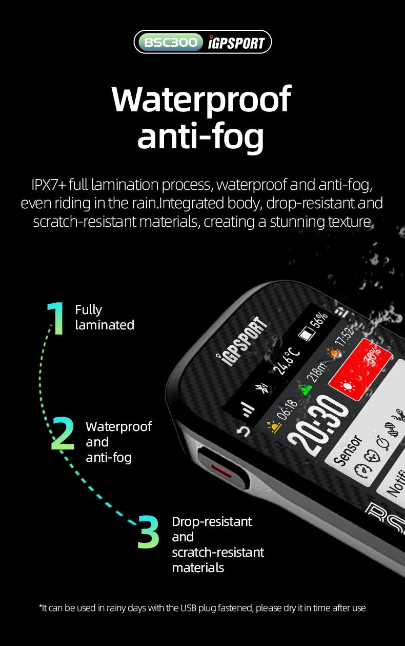 iGPSPORT BSC300 BSC 300 Yellow Computer ANT+ Wireless Bike Speedometer Bluetooth GPS route navigation notification Odometer