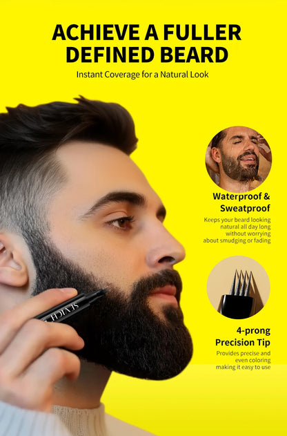 SEVICH Beard Filler Pen Waterproof Beard Coloring Pen Beard Coloring Filling Enhancer Black Fiber Hair Beard Stuffing Pen Tool