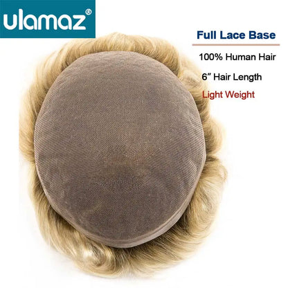 French Lace Wigs for Men Bleach Knots Lace Front Toupee Man Wig Full Lace Male Hair Prosthesis Natural Human Hair Lace Men's Wig