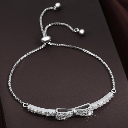 ZAKOL Fashion Bow Zirconia Crystal  Adjustable Bracelet & Bangle for Women Brilliant CZ Party Jewelry