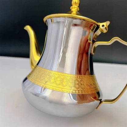 Arabic style stainless steel teapot, Moroccan mint tea pot, Induction cooker gas boiling water kettle,Restaurant Home Tea Kettle