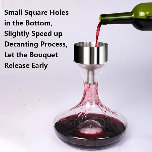 Stainless Steel Wine Shower Funnel with Sediment Strainer, Wine Aerator