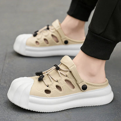 Fashion Men Sandals Summer Half Slippers Outdoor Women Beach Shoes Couple Walking Sneakers Comfortable Breathable Casual Shoes