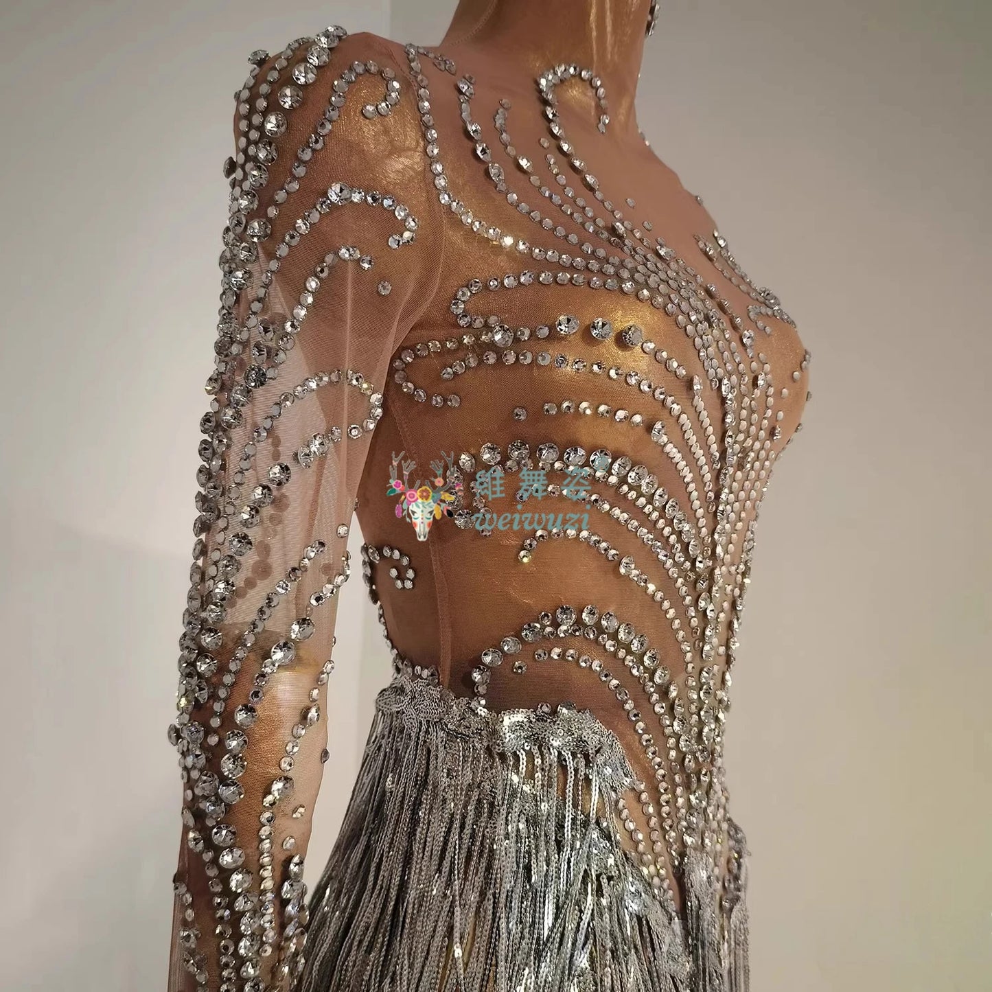 Latin Dance Costume for Adults and Child Customized Senior AB Stones Fringe Dresses Team Latin Professional Performance Clothing