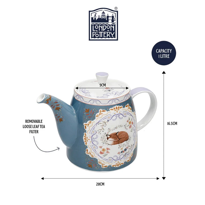 London Pottery 1 L  teapot ceramics matcha set fox tea pot tetra tea infuser kettle tea maker for girlfriend home with strainer