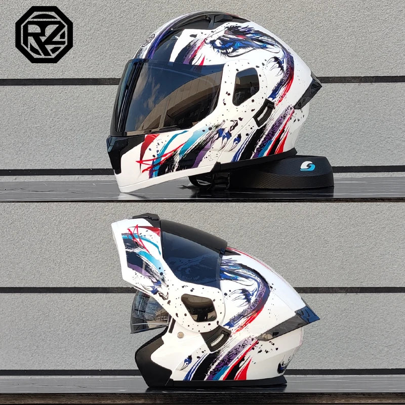 2025 professional motorcycle sports flip helmet ABS material modular dual lens full face helmet DOT certification