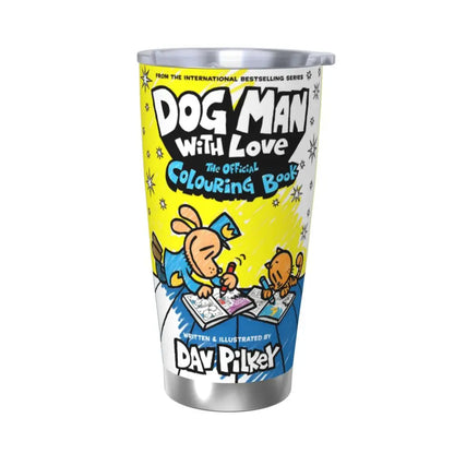 Dog Man Dogman Movie Comic Insulated Tumbler with Straws Cartoon Stainless Steel Thermal Mug Double Wall Car Bottle Cups, 20oz